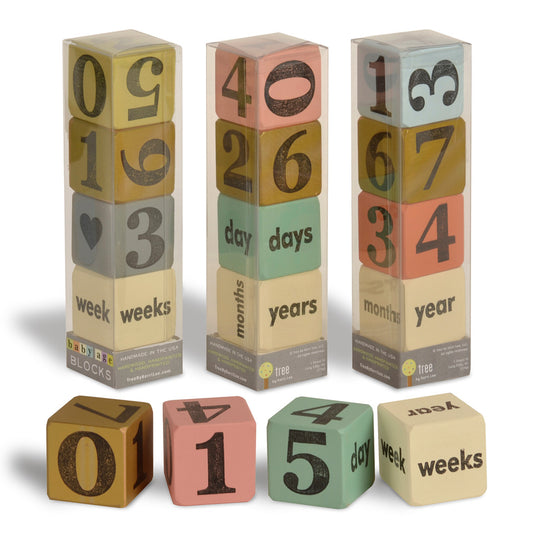 baby age blocks - set of 4 (three color options) - Tree by Kerri Lee