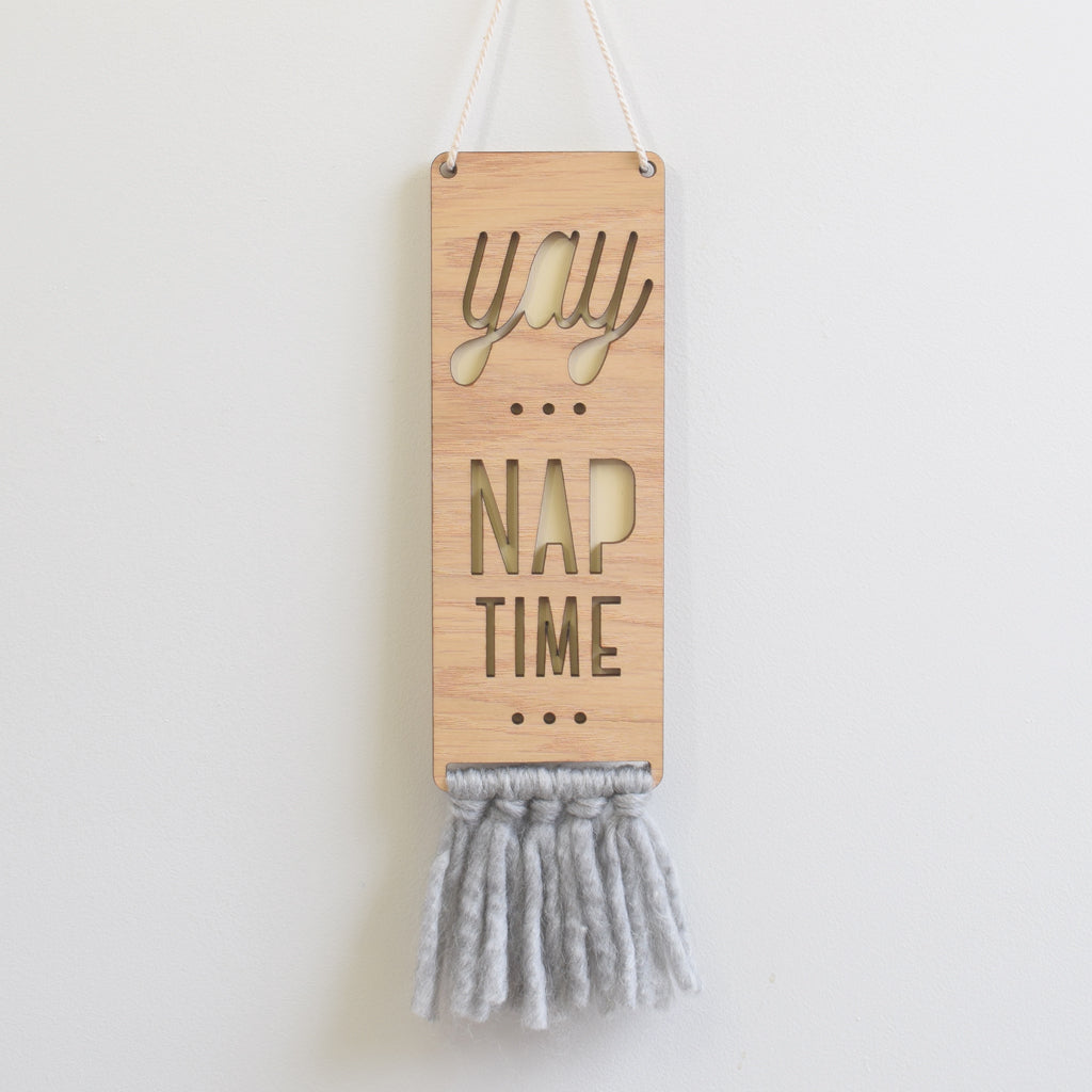 wood & wool door sign - nap time - Tree by Kerri Lee