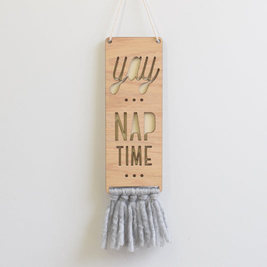 wood & wool door sign - nap time - Tree by Kerri Lee