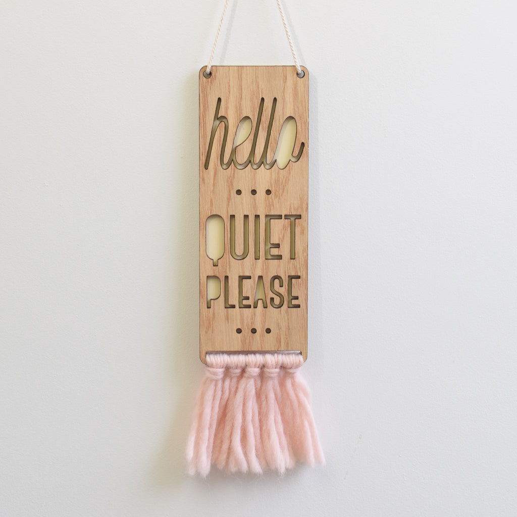 wood & wool door sign - quiet please - Tree by Kerri Lee