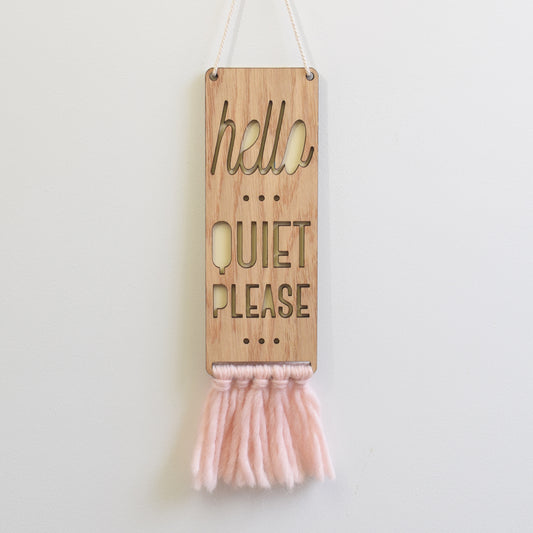 wood & wool door sign - quiet please - Tree by Kerri Lee