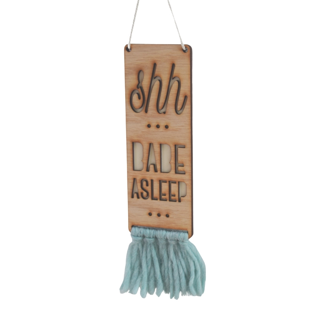 wood & wool door sign - babe asleep - Tree by Kerri Lee