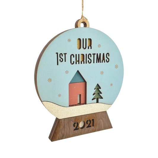 Couple's First Christmas Snow Globe Ornament - Tree by Kerri Lee