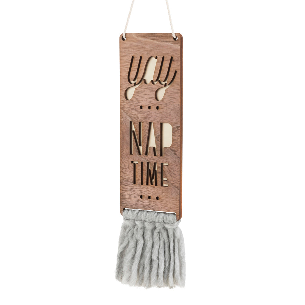 wood & wool door sign - nap time - Tree by Kerri Lee