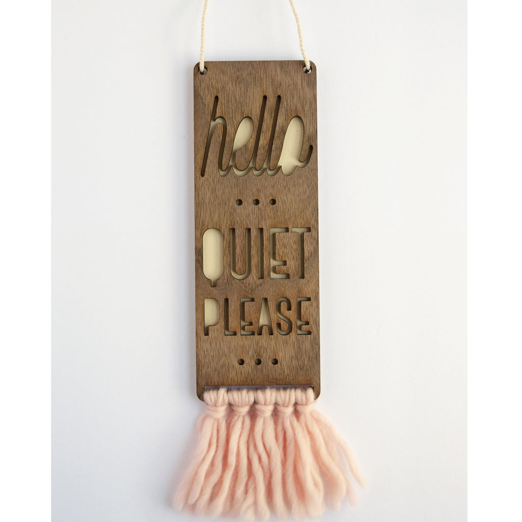 wood & wool door sign - quiet please - Tree by Kerri Lee