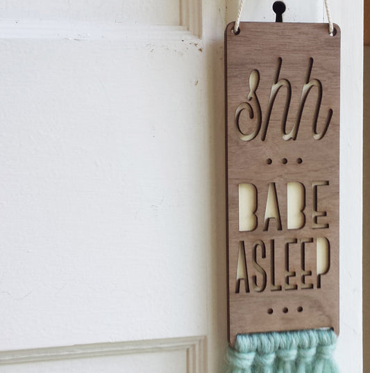 wood & wool door sign - babe asleep - Tree by Kerri Lee
