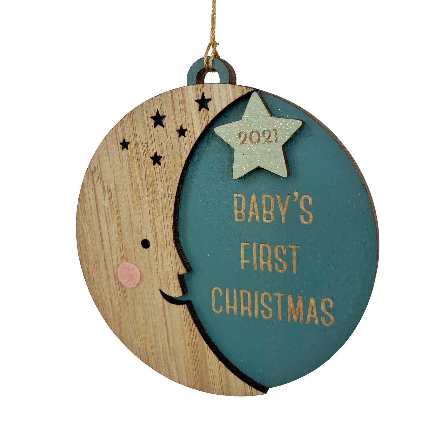 Baby's First Christmas Moon Ornament - Tree by Kerri Lee